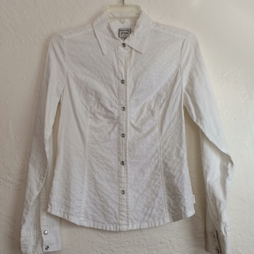 Tommy jeans fitted pearl snap textured cotton - Picture 3 of 8